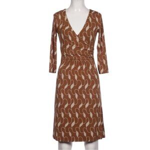 Boden stretch jersey Brown Wrap bodice Dress Geometric Pattern Size 16L